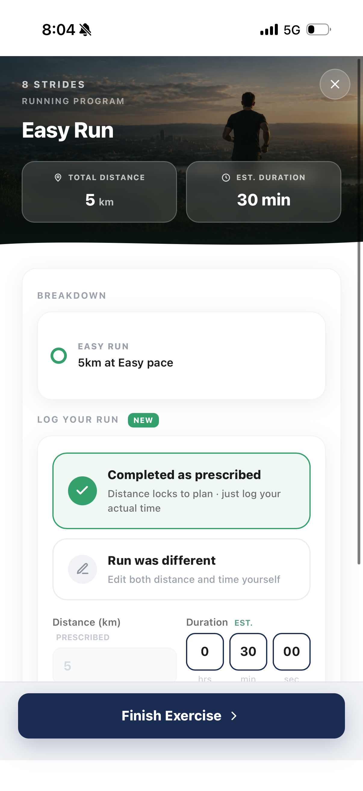 Running session log