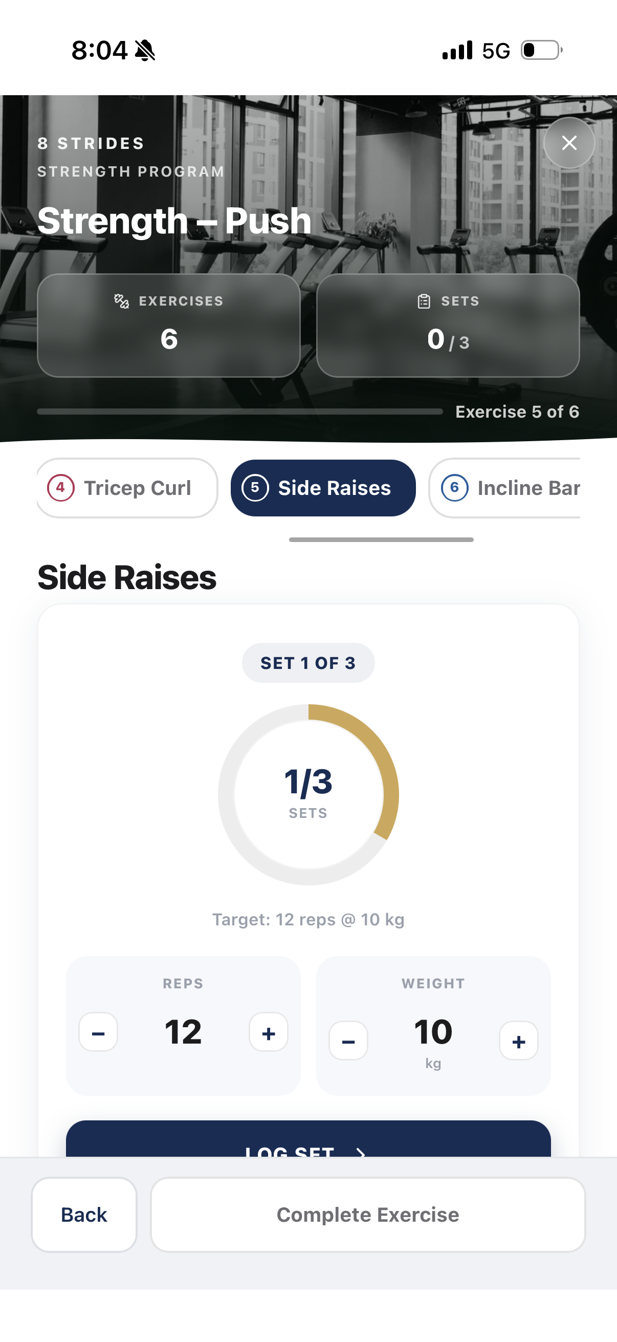 Strength session tracking